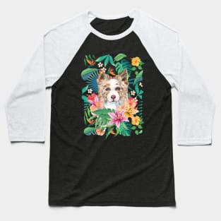 Tropical Red Merle Border Collie 4 Baseball T-Shirt